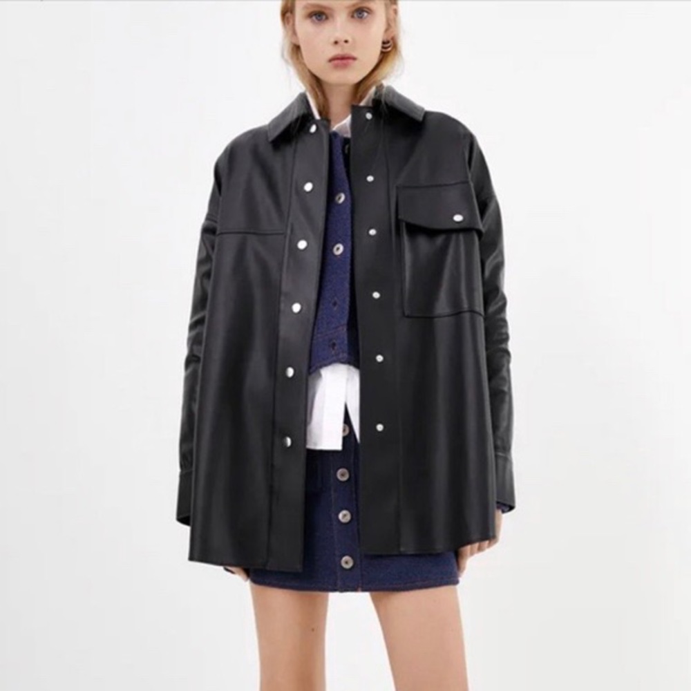 Zara Faux Leather Overshirt